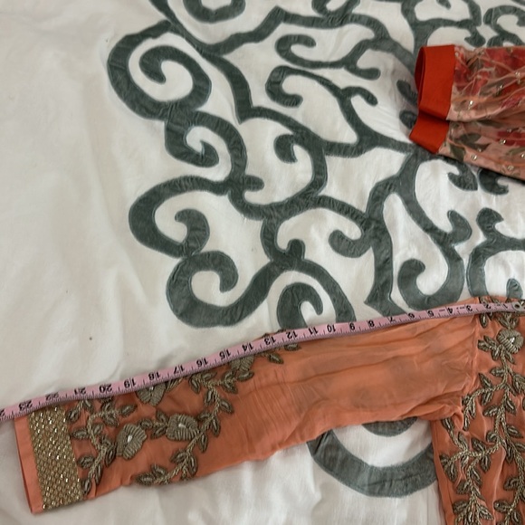 CUSTOM INDIAN PEACH LEHENGA SET - Picture 7 of 14
